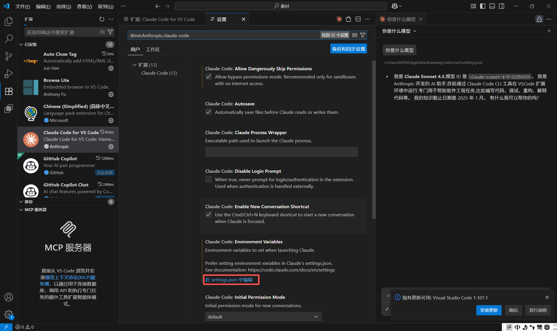Claude Code for VS Code 插件配置